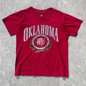 90s Vintage Oklahoma Sooners Nutmeg Crest Red T Shirt Size M